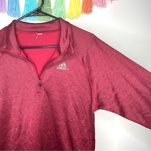 Adidas Climalite Burgundy Red Long Sleeve Half Zip Athletic Top Size Large - Picture 6 of 14